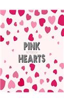 Pink Hearts: Notebook journal, gift, line 100 pages, big size