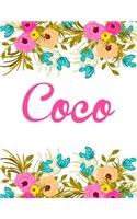 Coco: Personalised Name Notebook/Journal Gift For Women & Girls 100 Pages (White Floral Design)