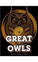 GREAT OWLS Adult Coloring Book