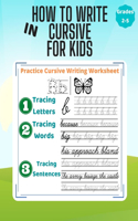 How to Write in Cursive for Kids: Learning to Write in Cursive by Practice Cursive Writing Worksheet to Improve Handwriting for Kids and Adults. Teach Cursive Handwriting. Cursive Tr