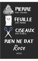 Rien ne bat Rose - Notes: Noms Personnalisé Carnet de notes / Journal pour les filles et les femmes. Kawaii Pierre Feuille Ciseaux jeu de mots. Fournitures scolaires, premier