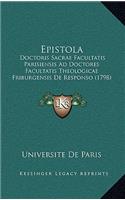 Epistola: Doctoris Sacrae Facultatis Parisiensis Ad Doctores Facultatis Theologicae Friburgensis De Responso (1798)