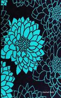 Journal Daily: Black Teal Vintage Flower Designs, Lined Blank Journal Book, 6 X 9, 200 Pages