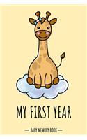 My First Year Baby Memory Book: Giraffe Kawaii - A Modern Memory Book for Baby Girl. Baby Memory Book to Fill In, Baby Journal for the First Year, Baby Milestone Book, Birth Gift f