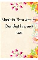 Music is like a dream. One that I cannot hear