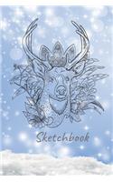 Sketchbook: Sketchbook Winter/snow/ Deer / fawn/ Notebook Journal Winter Workbook Diary / Christmas Notebook/ Gift /Composition Blank 6x9 110 pages.