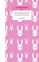 Wide Ruled Rabbit Notebook Composition Book: Cute Workbook Journal for Kids. 8" x 10" 120 Pages. Rabbit Face Pink Cover