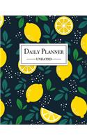 Daily Planner - Undated: Lemon Pattern 12 Month Daily Calendar Planner 1 Year Daily/Weekly Organizer for Business, Home and Office.