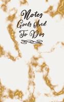 Notes Goals And To Dos: To Do List Undated Notebook, Daily Work Task Checklist, Daily Task Planner, Checklist Planner School Home Office Time Management Gold Marble Backgro