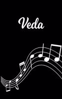 Veda: Sheet Music Note Manuscript Notebook Paper - Personalized Custom First Name Initial V - Musician Composer Instrument Composition Book - 12 Staves a 