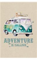Adventure Is Calling: Van Bus Blank Journal Diary Lined Pages