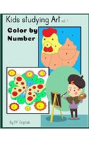 Kids studying art Color by number: (1 Kids Studying Art Color by Number)