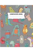 Composition Book: Monster Composition Book, Journal For Kids, 120 Pages, Wide Ruled Book, 8.5" x 11", Monsters On Cover
