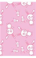 Pink Bunnies Notebook: Pink Bunnies Notebook 9x6 Lined with a Bunny on every page