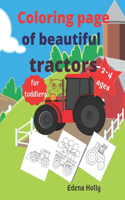Coloring page of beautiful tractors