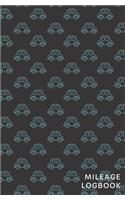 Mileage Logbook: Auto Mileage Log Book for Personal and Professional Use Black with Aqua Car Pattern