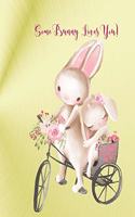 Some Bunny Loves You! Bunnies on Bike Gold Foil Look 8.5 X 11 College Ruled 150 Pages Journal Notebook