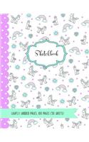 Sketchbook: Cute Unicorn and Rainbows Kawaii Sketchbook for Girls (White): 100 Pages (50 Sheets) of 8.5x11 Lightly Gridded Paper for Drawing, Doodling or Sketch(2 Unicorn Sketchbook for Girls)