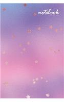 Notebook: Wide Ruled Notebook Journal: Whimsical Blue Purple & Pink With Stars