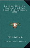 Die Schrift Mensa Und Confessio Und P. Emil Dorsch S. J. In Innsbruck (1908)