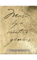 Musician's and Songwriter's Journal 160 pages for Lyrics & Music: 8.5"x11" manuscript notebook for composition and songwriting, grunge parchment cover, 160 numbered pages - ruled page on left, 8 staves on right