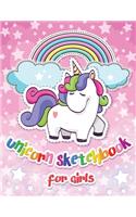 Unicorn Sketchbook for Girls: Cute Unicorn Journal and Sketchbook for kids, White Paper 100 pages with Pink Cover, Draw and Doodle, Great for Gift