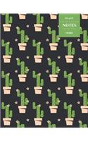 Dot Grid Notes 110 Pages: Cactus Floral Notebook for Professionals and Students, Teachers and Writers - Succulent Pattern - Dark Background Cactus Pattern
