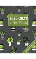 2020-2021 Two Year Planner: Cactus Plants Design: Side-By-Side Monthly View Appointment & Schedule Planner, 24 Month Schedule Organizer(1 See It Bigger Planner 2020-2021)