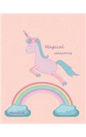 magical unicorn notebook: Unicorn on dark pink cover and Dot Graph Line Sketch pages, Extra large (8.5 x 11) inches, 110 pages, White paper, Sketch, Draw and Paint(2 Unicorn on Dark Pink Cover Notebook)