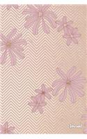 Journal: Blank Lined Journal College Ruled Rose Gold Chevron Floral