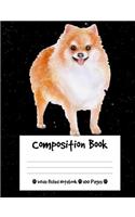 Composition Book: Cute Pomeranian Dog Composition Notebook Wide Ruled (7.44 x 9.69 in), I Love Dogs