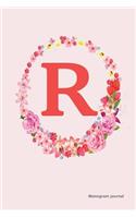 Monogram Journal R (Pink Flower)