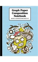 Graph Paper Composition Notebook Quad Rule 5x5 Grid Paper - 150 Sheets (Large, 8.5 x 11"): Coconut Boombox