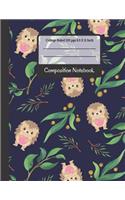 Composition Notebook: Hedgehogs Holding Hearts with Leaves College Ruled Notebook or Journal for Writing Notes