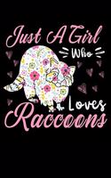 Just a girl who loves raccoons: Composition Journal Notebook Wide Ruled with 100 lined pages for you as budget planner or password organizer or your kids as a back to school or kin