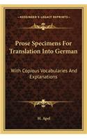 Prose Specimens for Translation Into German