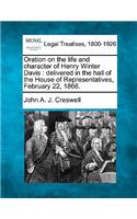 Oration on the Life and Character of Henry Winter Davis