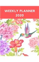Weekly Planner 2020: Beautiful Floral and Hummingbird Design - January 2020 through December 2020 - Weekly & Monthly Organizer - Great Gift ideas for Girl Women Friends 