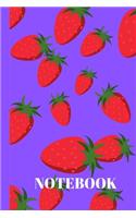 notebook; Strawberries notebook 120 white paper lined for writing - Black Math, Physics, Science Exercise BookFor Students, Kids, Teens, Boys, Girls: you can writing anything size (6" x 9")