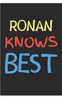 Ronan Knows Best: Lined Journal, 120 Pages, 6 x 9, Ronan Personalized Name Notebook Gift Idea, Black Matte Finish (Ronan Knows Best Journal)