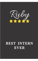 Ruby Best Intern Ever: Un-dated Daily Planner Appreciation Gift for Female Intern Personalized with Name