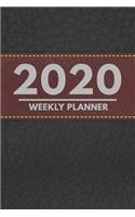 2020 Weekly Planner: Weekly Monthly Planner Calendar Appointment Book For 2020 6" x 9" - Black Red Fake Vegan Leather Cruelty-Free Edition