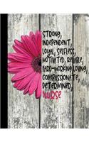 Strong, Independent, Loyal, Selfless, Motivated, Reliable, Hard-Working, Loving, Compassionate, Determined, Nurse