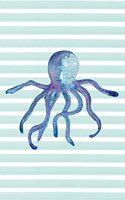 Octopus Sea Life Watercolor Journal: Blank Daily Writing Notebook Diary with Ruled Lines (Coastal Beaches & Nautical)