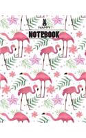 Happy Notebook: Flamingos in watercolor cover Notebook, Book: Diary, 120 pages, 8 x 10 (Notebook Lined, Blank No Lined)