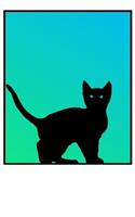 Black Kitten: Journal - Kitty Cat Lovers Blue Green Log Book (Blank Lined Notebook)
