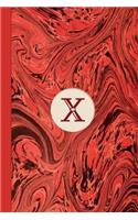 Monogram X Marble Notebook (Regency Red Edition): Blank Lined Marble Journal for Names Starting with Initial Letter X