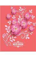 Notebook: Graphic Flowers On The Rose color Cover Notebook Journal Diary, 110 Lined pages, 8.5" x 11"(6 Graphic Flowers Notebook)