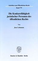 Die Konkursfahigkeit Juristischer Personen Des Offentlichen Rechts