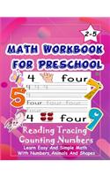 Math Workbook for Preschool Reading Tracing Counting Numbers